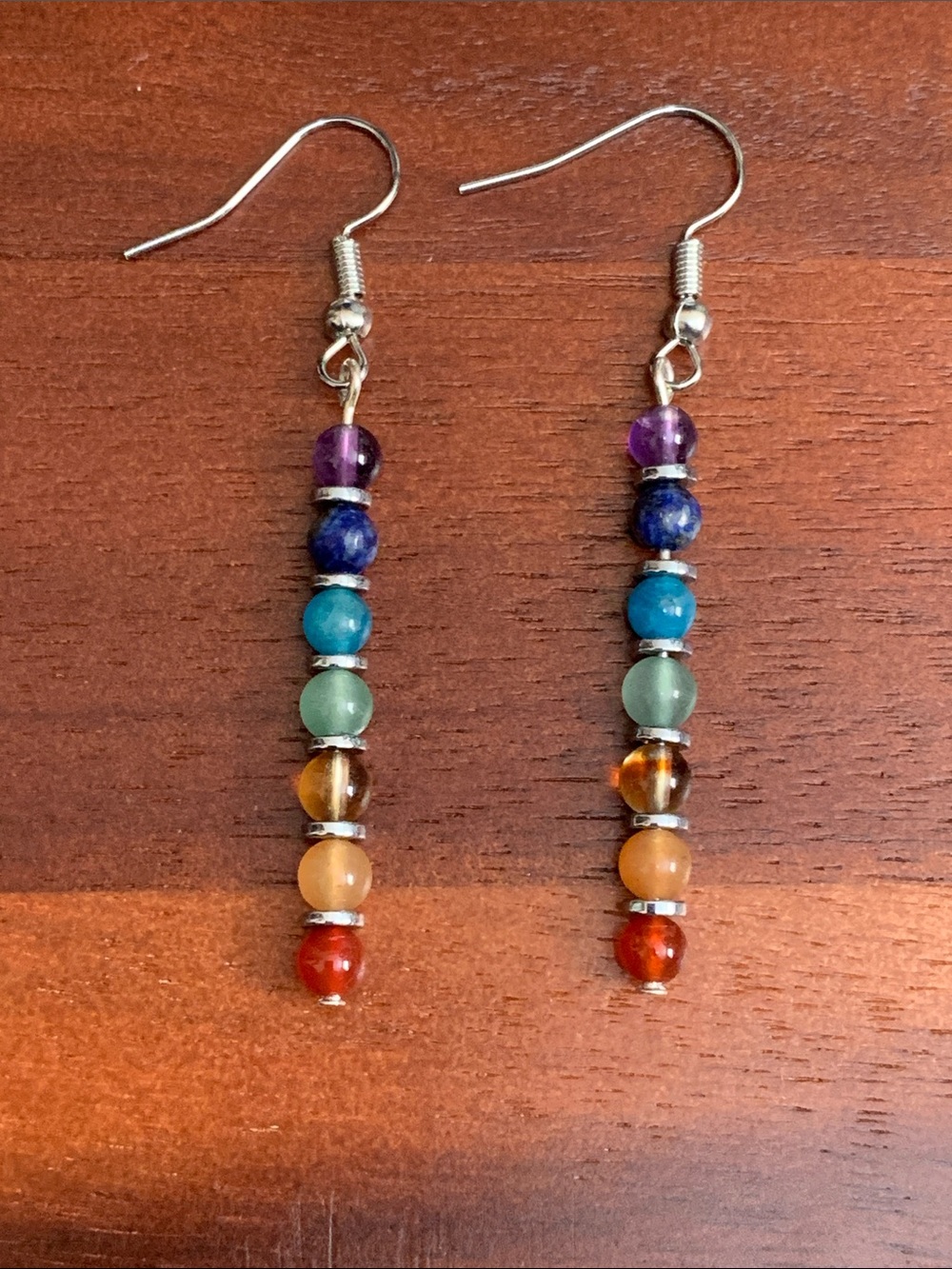 NWT Handmade chakra gemstone dangle earrings
